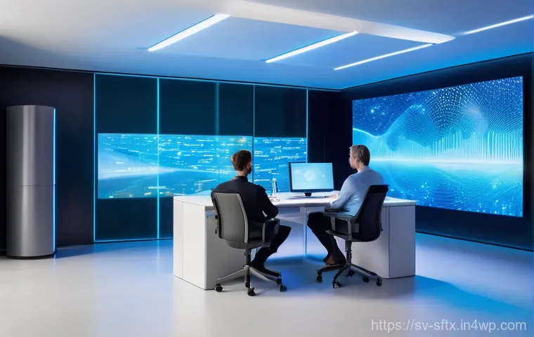 보안 오케스트레이션 자동화의 법적 고려사항 - **Prompt 1: "A futuristic, serene digital landscape where data streams flow like gentle rivers, prot...