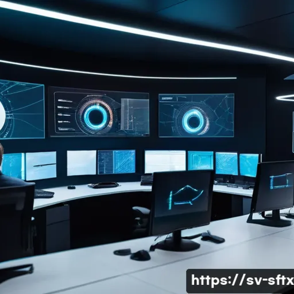 보안 오케스트레이션의 운영 비용 절감 방안 - A panoramic shot of a modern, high-tech cybersecurity operations center in a sleek, minimalist Swedi...