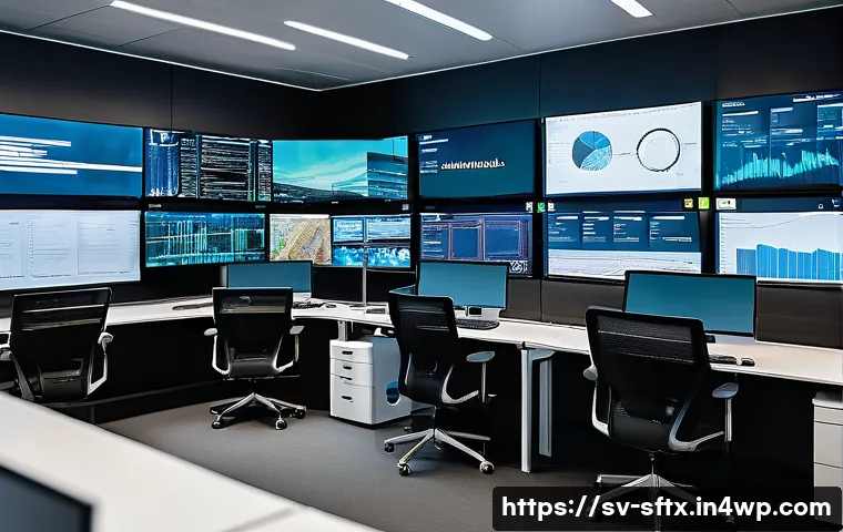 보안 오케스트레이션의 데이터 수집 방법 - A high-tech cybersecurity operations center in Stockholm with multiple large screens displaying real...