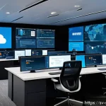 Home 18 보안 오케스트레이션 자동화의 플랫폼 비교 - A modern cybersecurity operations center featuring a diverse team of professionals collaborating sea...