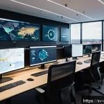 Home 23 보안 오케스트레이션과 로그 관리 - A modern cybersecurity operations center in Stockholm, Sweden, featuring a diverse team of IT and se...