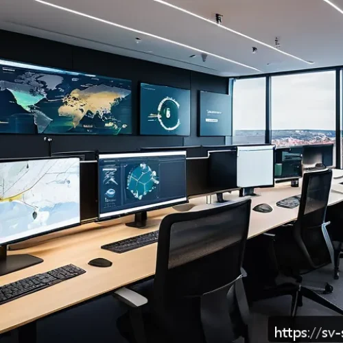 Home 17 보안 오케스트레이션과 로그 관리 - A modern cybersecurity operations center in Stockholm, Sweden, featuring a diverse team of IT and se...