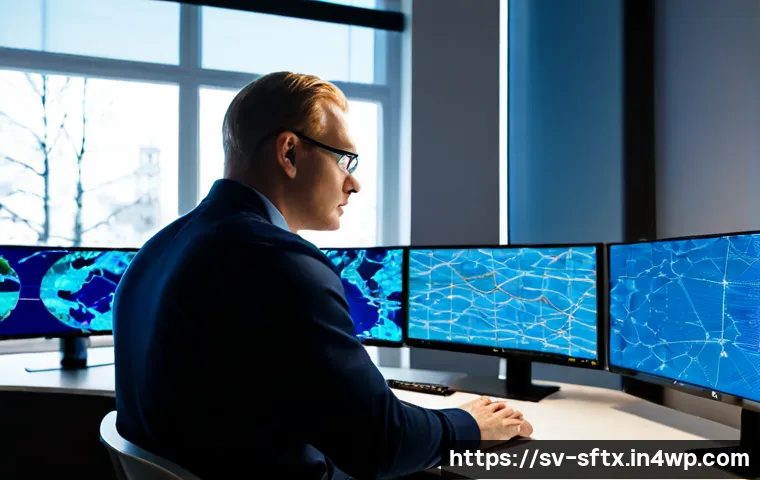 Home 17 보안 오케스트레이션과 예측 분석 - Photorealistic cybersecurity operations room in Stockholm, Sweden, a focused Swedish security analys...